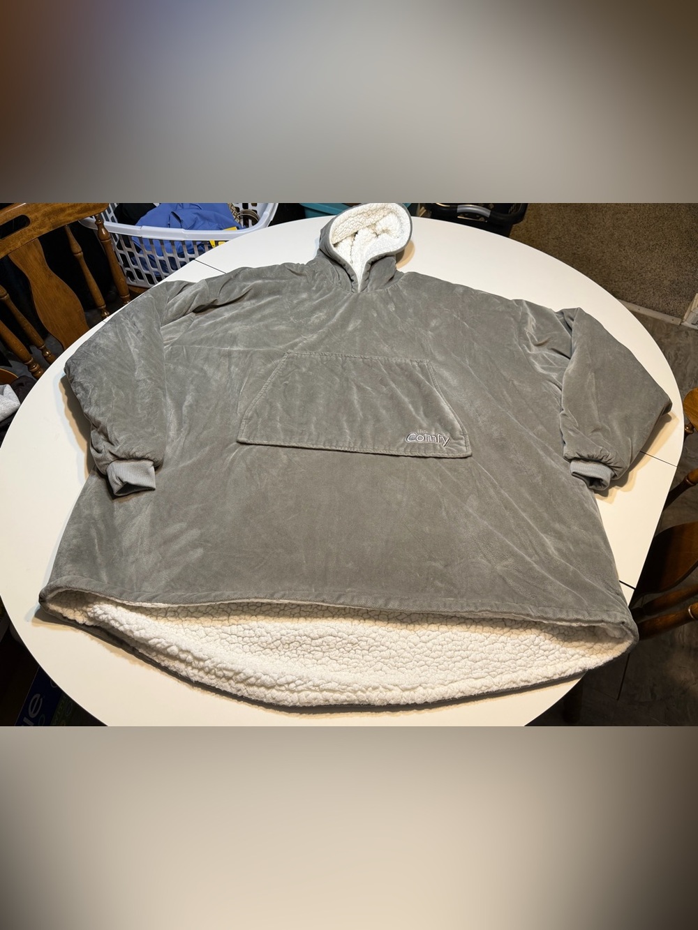 The Comfy gray oversized hooded warm blanket jacket Sherpa